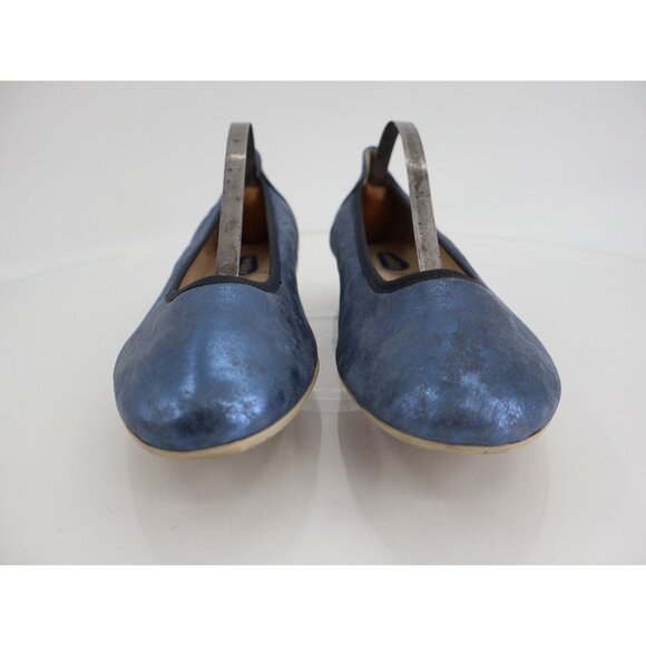 Wolky Ballet Flats Blue Metallic Leather Slip On Shoes Comfy Casual Size 38 7 - Picture 2 of 10